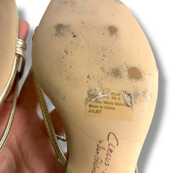 Circus NY Sam Edelman Gold Leaf Metallic Kitten Heels Size 8 Dress Sandals EUC - Picture 5 of 14